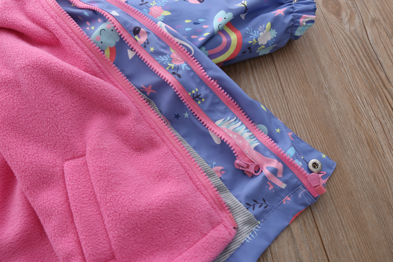 Girls' Jackets 2020 New Fleece-Lined Detachable Three-in-One Baby Girl Rainbow Fashionable Jacket Children's Autumn and Winter Clothes