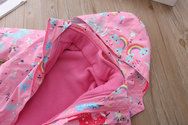 Girls' Jackets 2020 New Fleece-Lined Detachable Three-in-One Baby Girl Rainbow Fashionable Jacket Children's Autumn and Winter Clothes