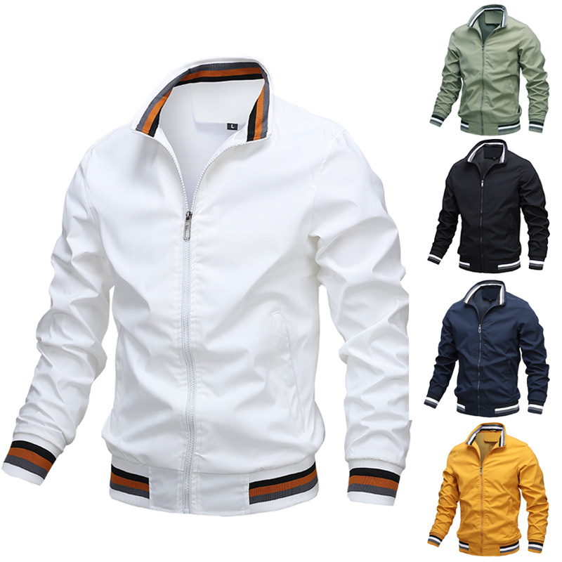 New Casual Jacket Men&#039;s Amazon Factory Direct Sales Spring and Autumn Sports Solid Color Jacket Men&#039;s Jackets
