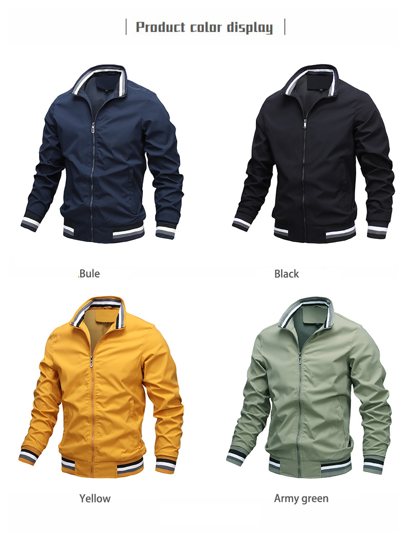 New Casual Jacket Men's Amazon Factory Direct Sales Spring and Autumn Sports Solid Color Jacket Men's Jackets