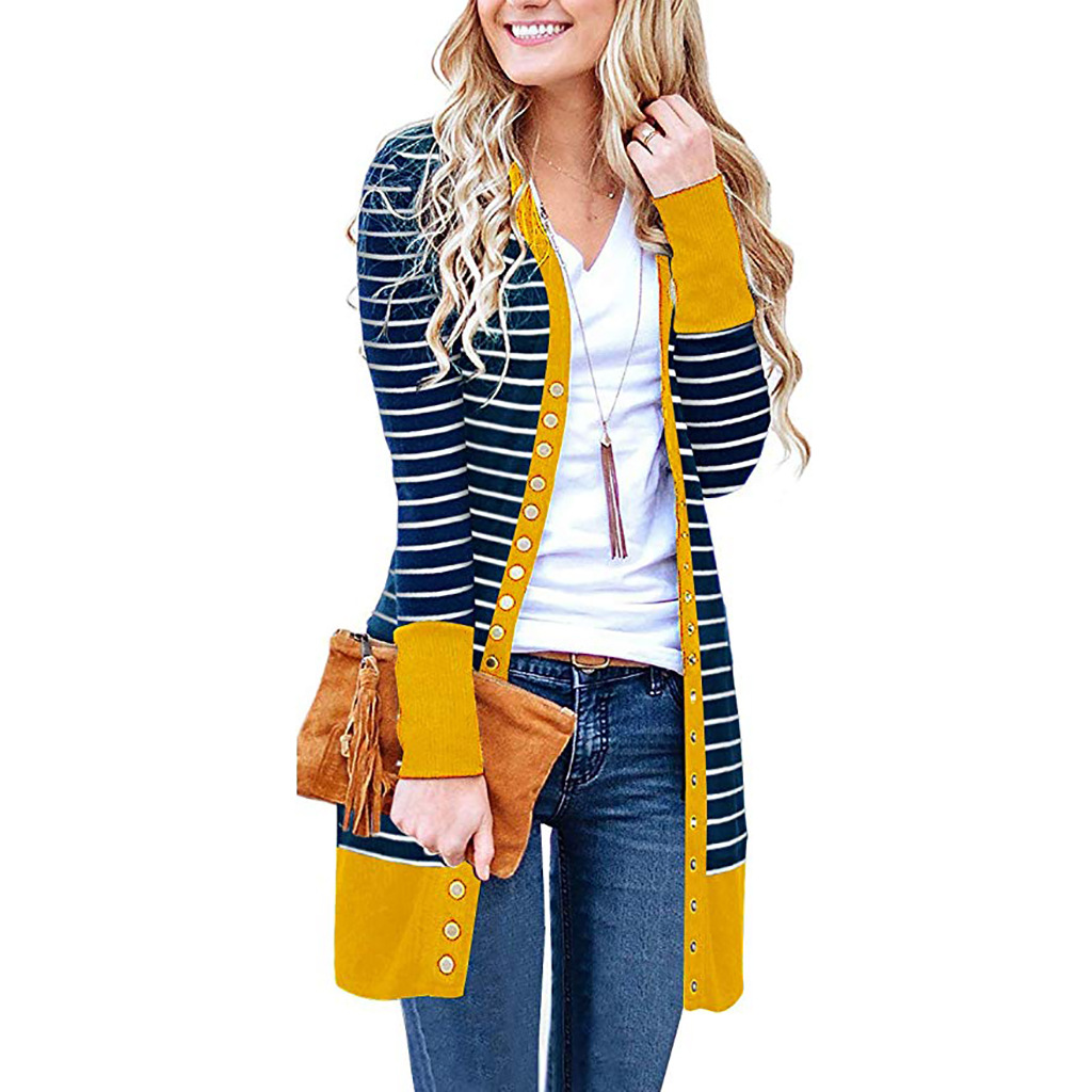 Amazon is selling mid-length, Button-down, striped Cardigan jackets for plus-size women