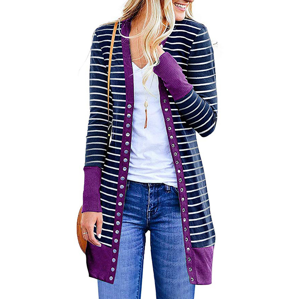 Amazon is selling mid-length, Button-down, striped Cardigan jackets for plus-size women