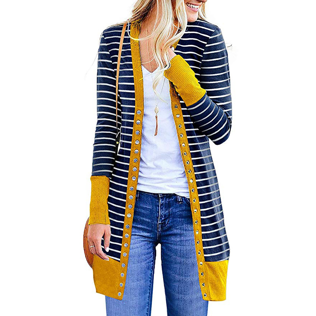 Amazon is selling mid-length, Button-down, striped Cardigan jackets for plus-size women