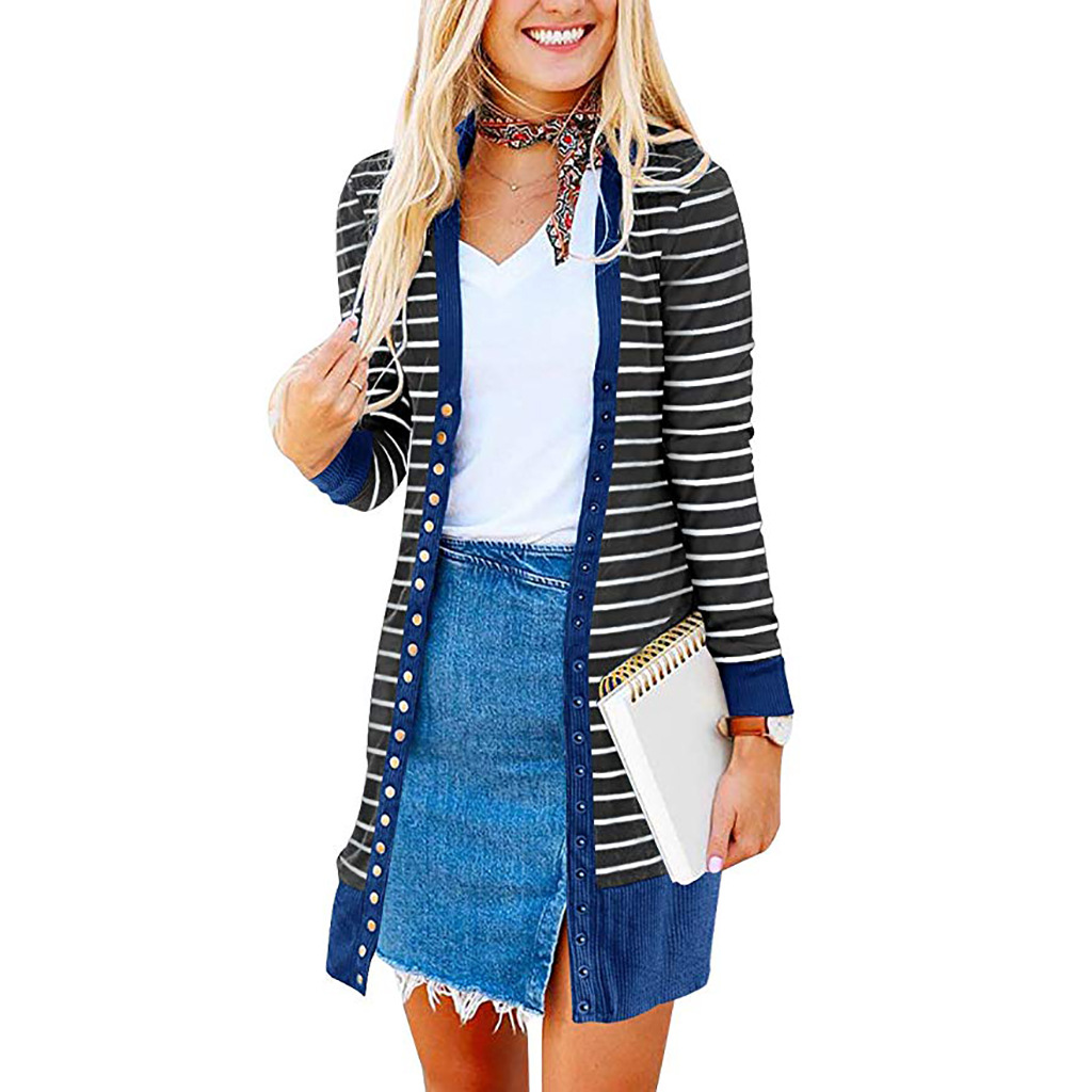 Amazon is selling mid-length, Button-down, striped Cardigan jackets for plus-size women