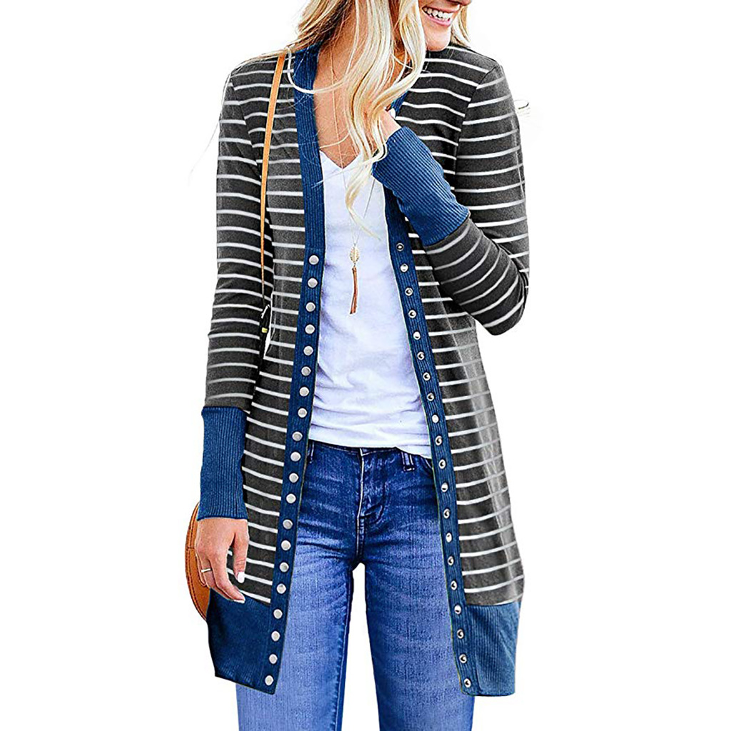 Amazon is selling mid-length, Button-down, striped Cardigan jackets for plus-size women
