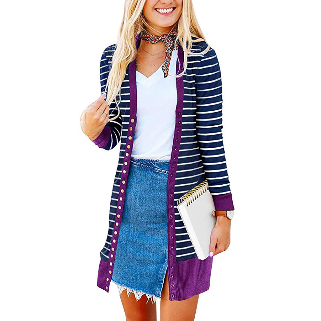 Amazon is selling mid-length, Button-down, striped Cardigan jackets for plus-size women