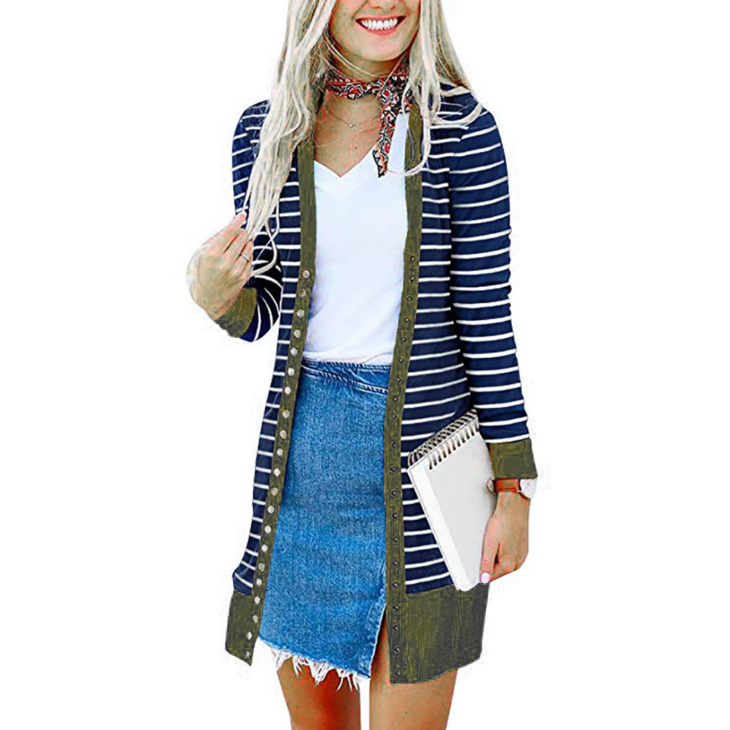 Amazon is selling mid-length, Button-down, striped Cardigan jackets for plus-size women