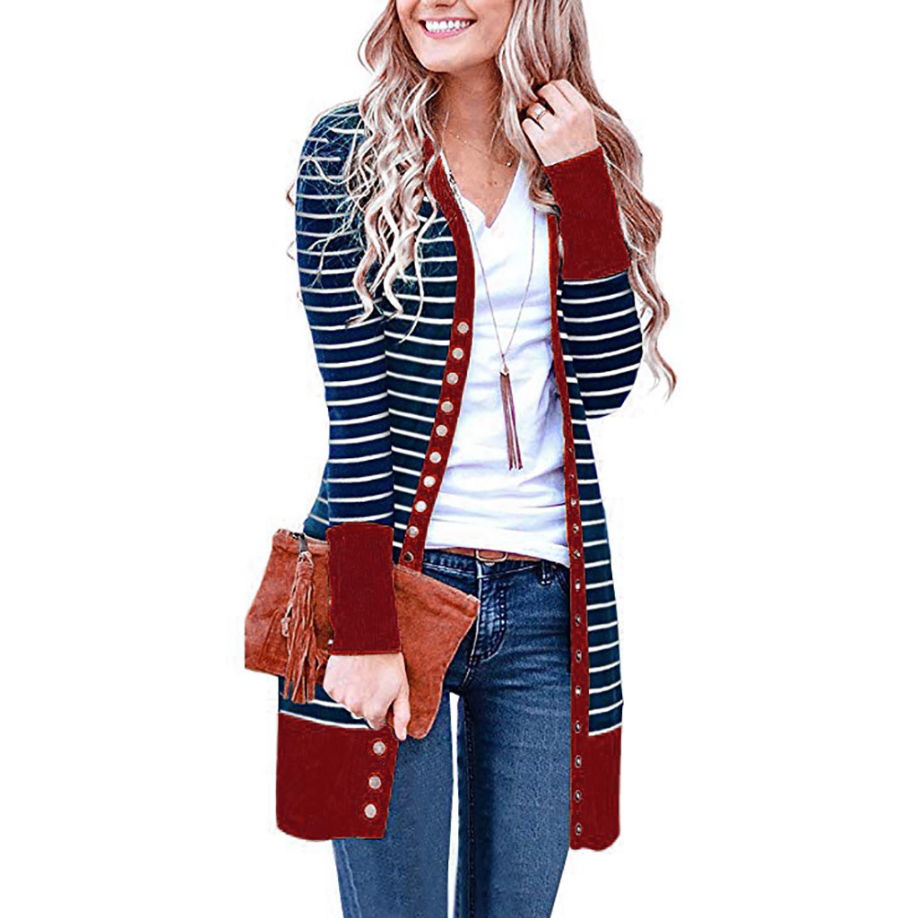 Amazon is selling mid-length, Button-down, striped Cardigan jackets for plus-size women