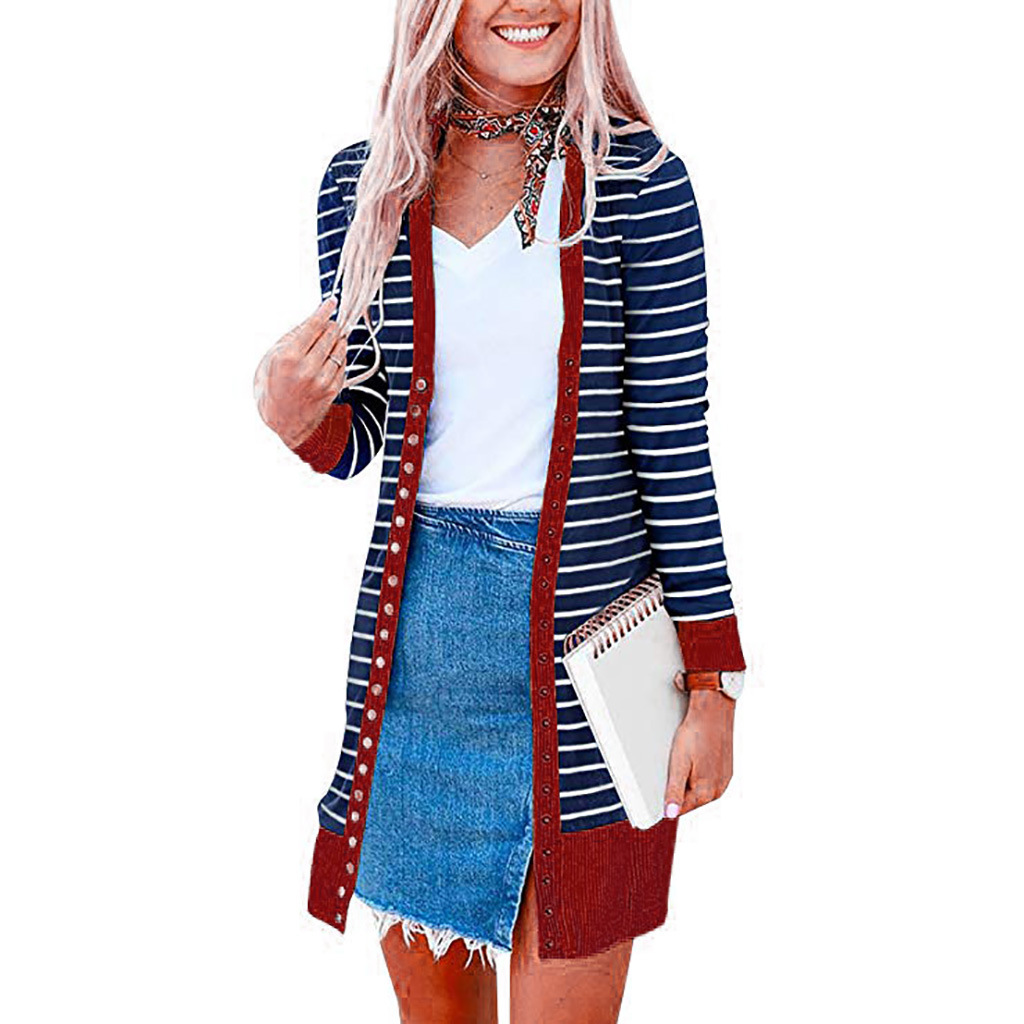 Amazon is selling mid-length, Button-down, striped Cardigan jackets for plus-size women