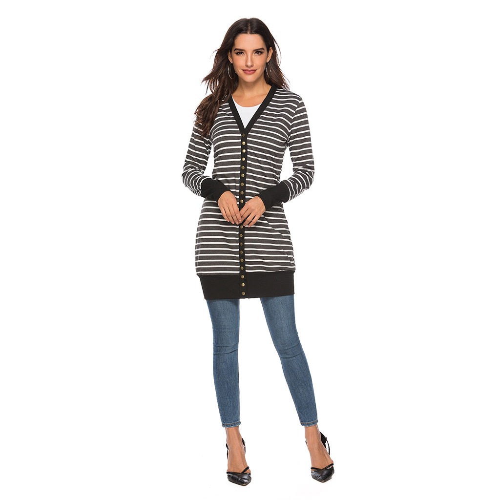Amazon is selling mid-length, Button-down, striped Cardigan jackets for plus-size women