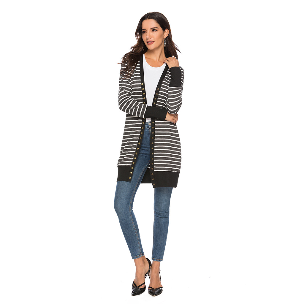 Amazon is selling mid-length, Button-down, striped Cardigan jackets for plus-size women