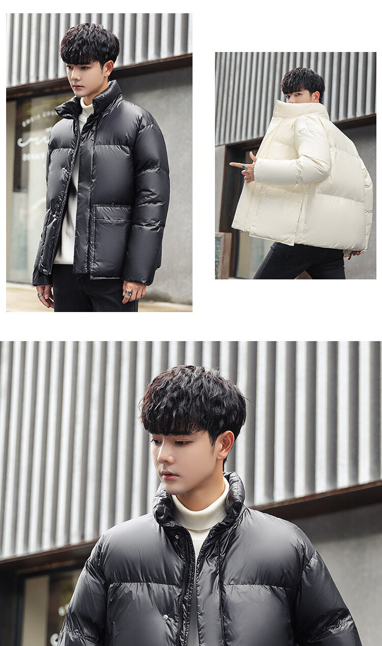 Men's 2021 New Korean Style Winter Men's Jackets Lapel Glossy Leisure Warm Men's Lightweight down Jacket Men's