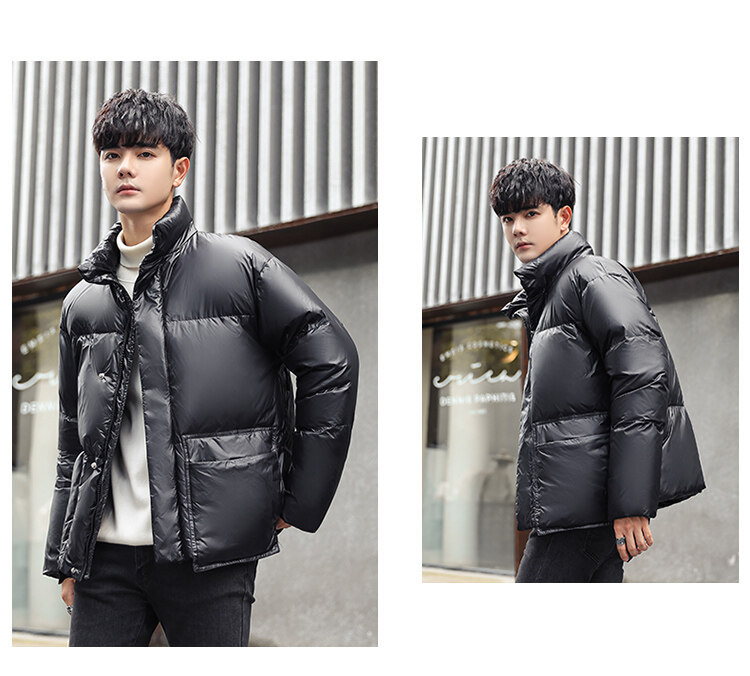 Men's 2021 New Korean Style Winter Men's Jackets Lapel Glossy Leisure Warm Men's Lightweight down Jacket Men's