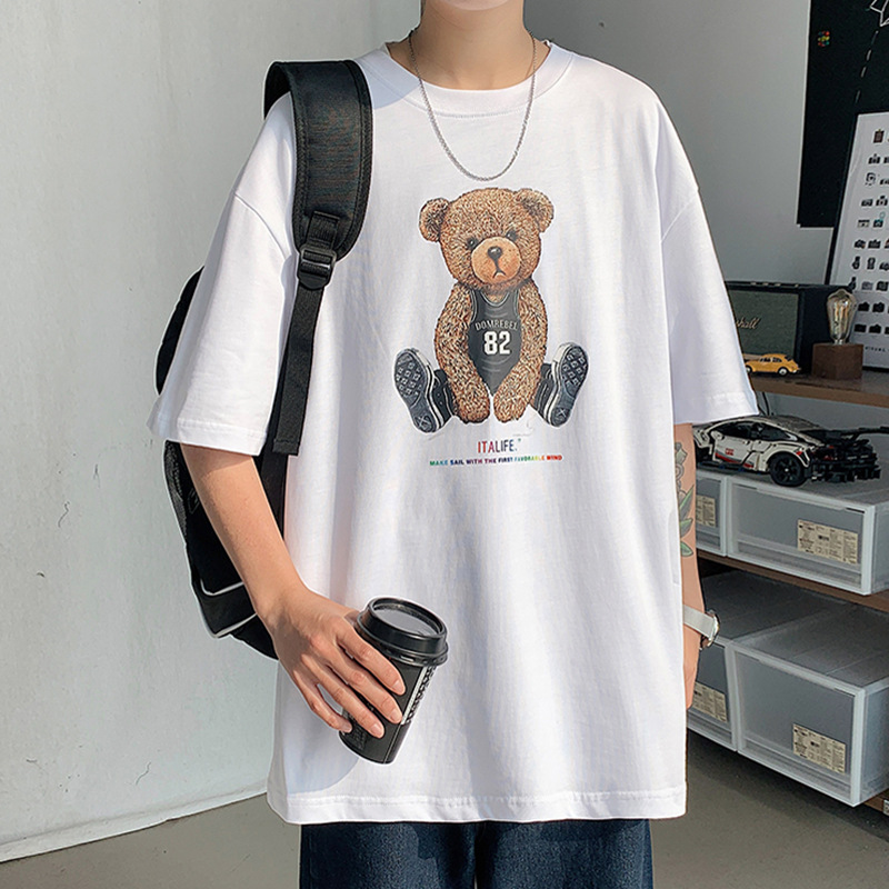Summer Cartoon Short Sleeve T-shirt Men&#039;s Trendy All-Match Loose Half Sleeve Student Top Ins Couple Half Sleeve