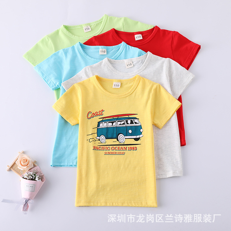 Ground Push Children's Clothing 1-5 Yuan Suitable for Running Rivers and Lakes Cheap Children's Clothing Short-Sleeved T-shirt Big Manufacturers First-Hand Supply Wholesale