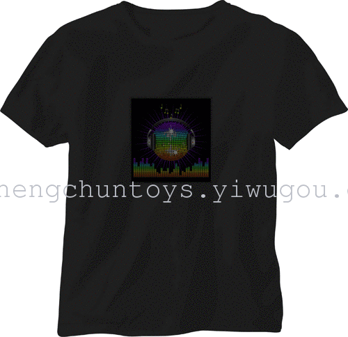 EL Flash t shirt light emitting t-shirt music voice-activated t-light clothes cold tablets
