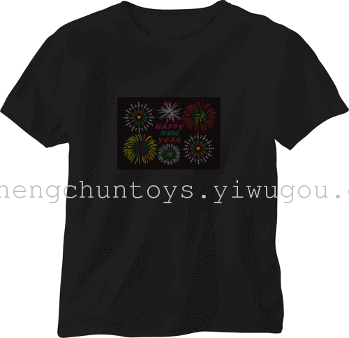 EL Flash t shirt light emitting t-shirt music voice-activated t-light clothes cold tablets