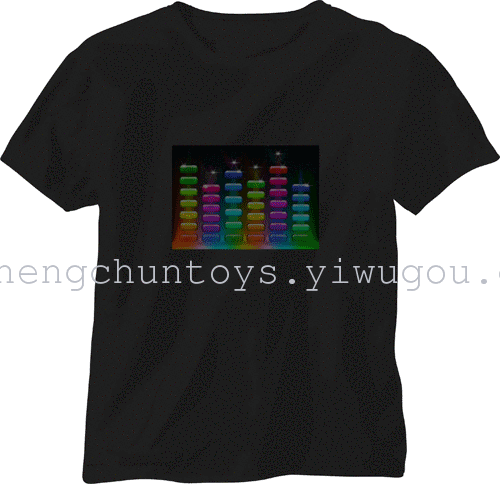 EL Flash t shirt light emitting t-shirt music voice-activated t-light clothes cold tablets