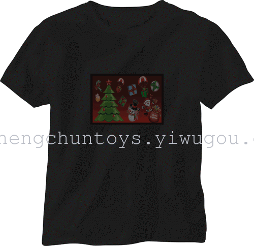 EL Flash t shirt light emitting t-shirt music voice-activated t-light clothes cold tablets