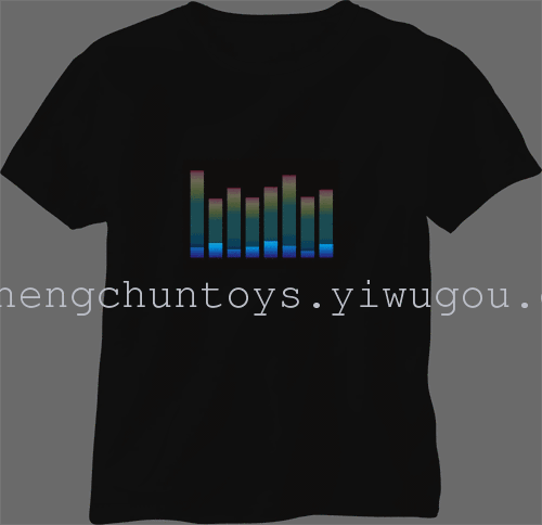 EL Flash t shirt light emitting t-shirt music voice-activated t-light clothes cold tablets