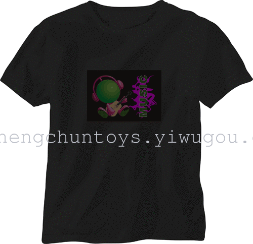 EL Flash t shirt light emitting t-shirt music voice-activated t-light clothes cold tablets