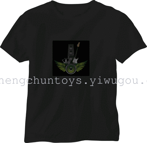 EL Flash t shirt light emitting t-shirt music voice-activated t-light clothes cold tablets