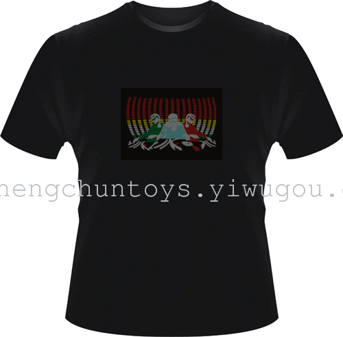 EL Flash t shirt light emitting t-shirt music voice-activated t-light clothes cold tablets