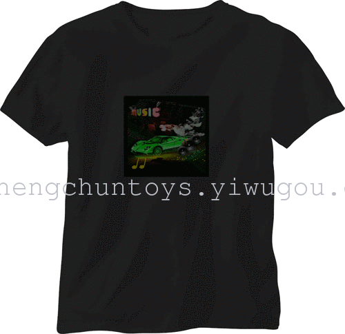 EL Flash t shirt light emitting t-shirt music voice-activated t-light clothes cold tablets