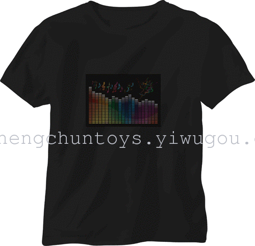 EL Flash t shirt light emitting t-shirt music voice-activated t-light clothes cold tablets