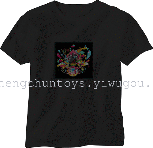EL Flash t shirt light emitting t-shirt music voice-activated t-light clothes cold tablets