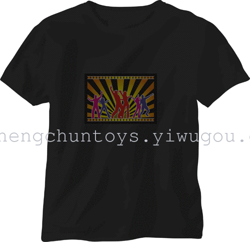 EL Flash t shirt light emitting t-shirt music voice-activated t-light clothes cold tablets