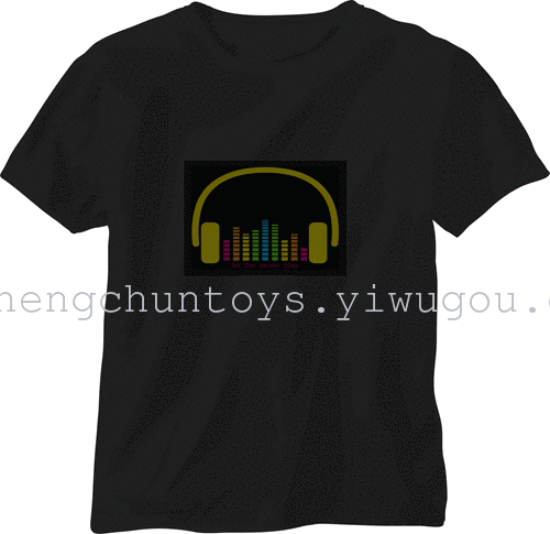 EL Flash t shirt light emitting t-shirt music voice-activated t-light clothes cold tablets
