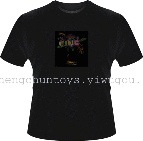 EL Flash t shirt light emitting t-shirt music voice-activated t-light clothes cold tablets