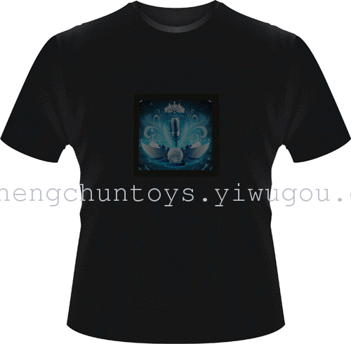 EL Flash t shirt light emitting t-shirt music voice-activated t-light clothes cold tablets