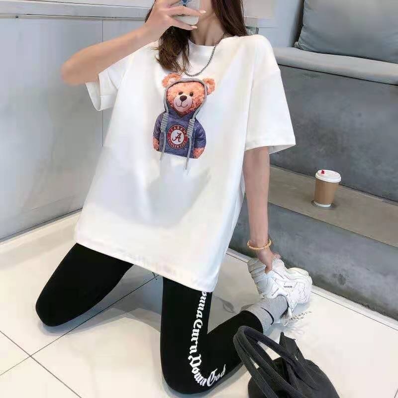 Summer Cartoon Short Sleeve T-shirt Women&#039;s Fashionable All-Match Loose Half Sleeve Student Top Ins Couple Half Sleeve