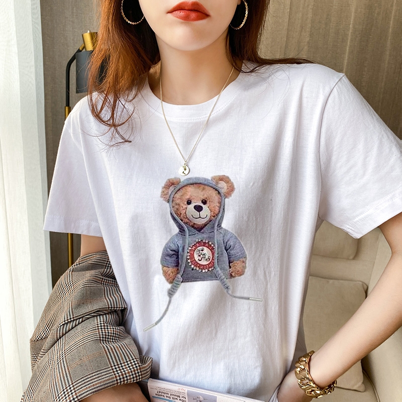 Summer Cartoon Short Sleeve T-shirt Women&#039;s Fashionable All-Match Loose Half Sleeve Student Top Ins Couple Half Sleeve