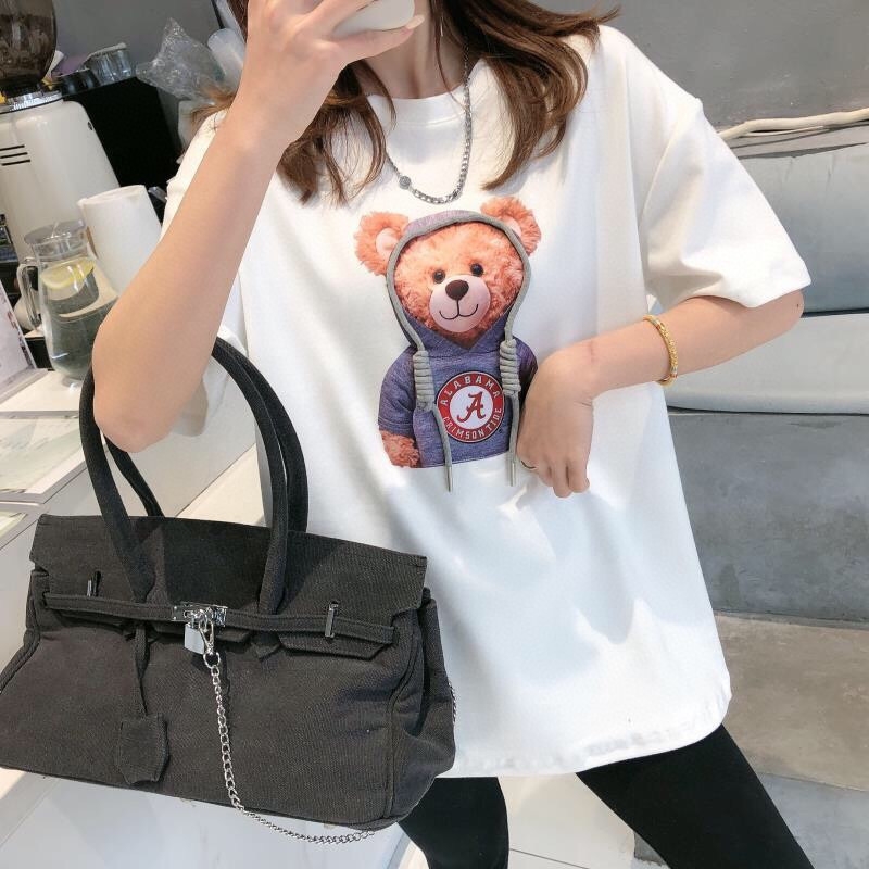 Summer Cartoon Short Sleeve T-shirt Women's Fashionable All-Match Loose Half Sleeve Student Top Ins Couple Half Sleeve
