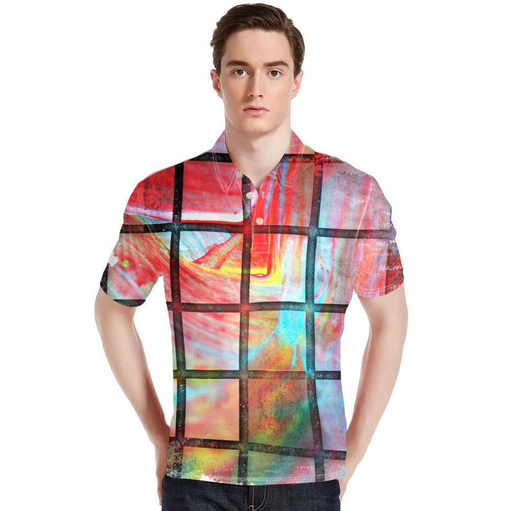 Beast Painting Custom Pattern Men&#039;s Shirt Short Polo Shirt Sports Lapel T-shirt One Piece Dropshipping Cross-Border