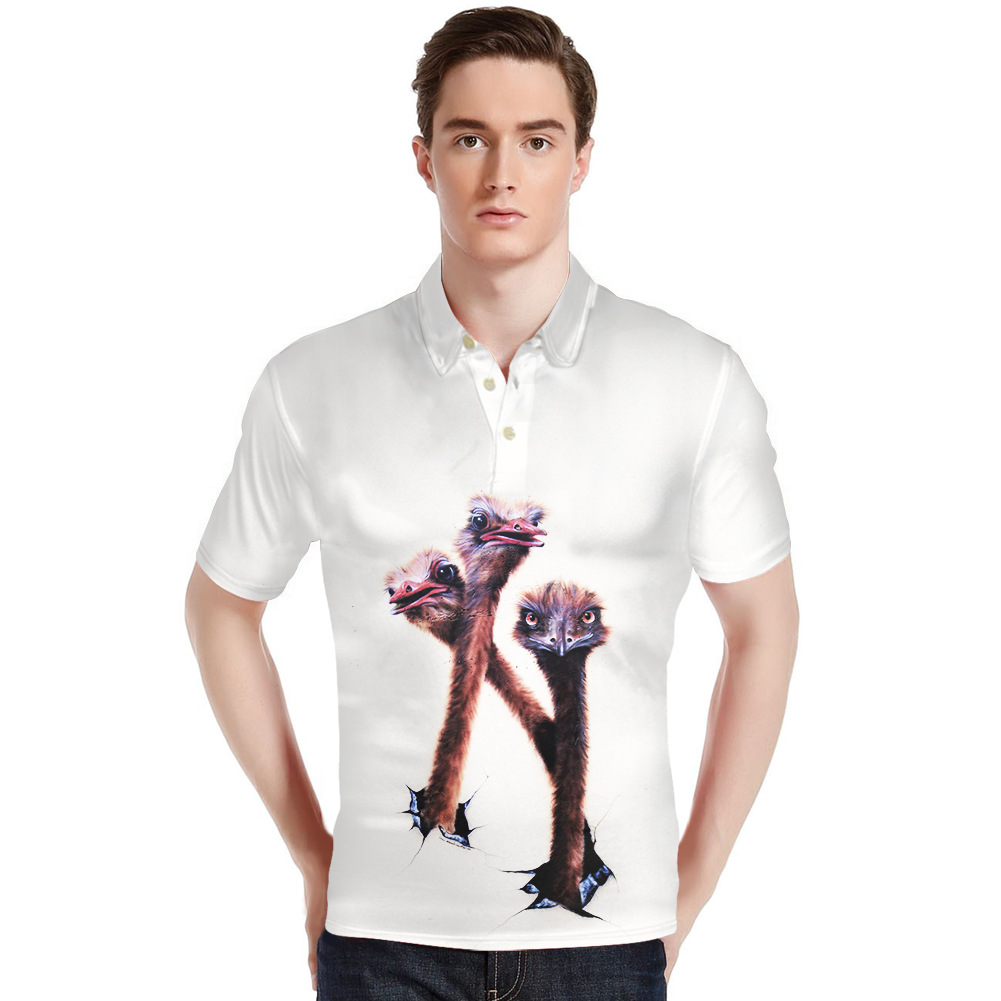 Beast Painting Custom Pattern Men's Shirt Short Polo Shirt Sports Lapel T-shirt One Piece Dropshipping Cross-Border
