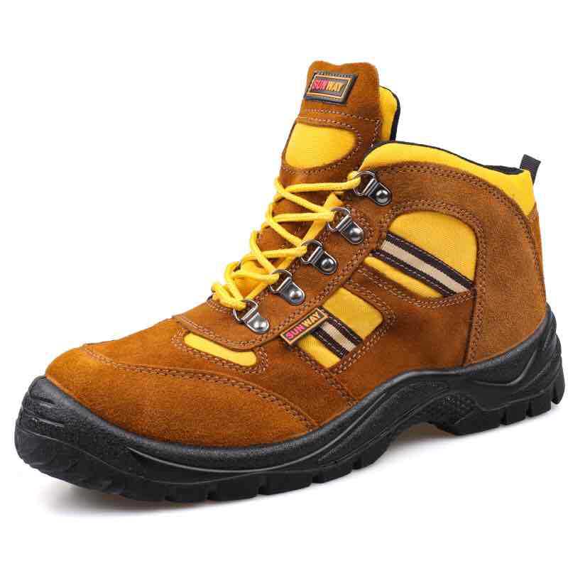 Foreign Trade Work Shoes Work Shoes Anti-Smashing and Anti-Penetration High-Top Breathable Men&#039;s Safety Shoes Cowhide Protective Footwear
