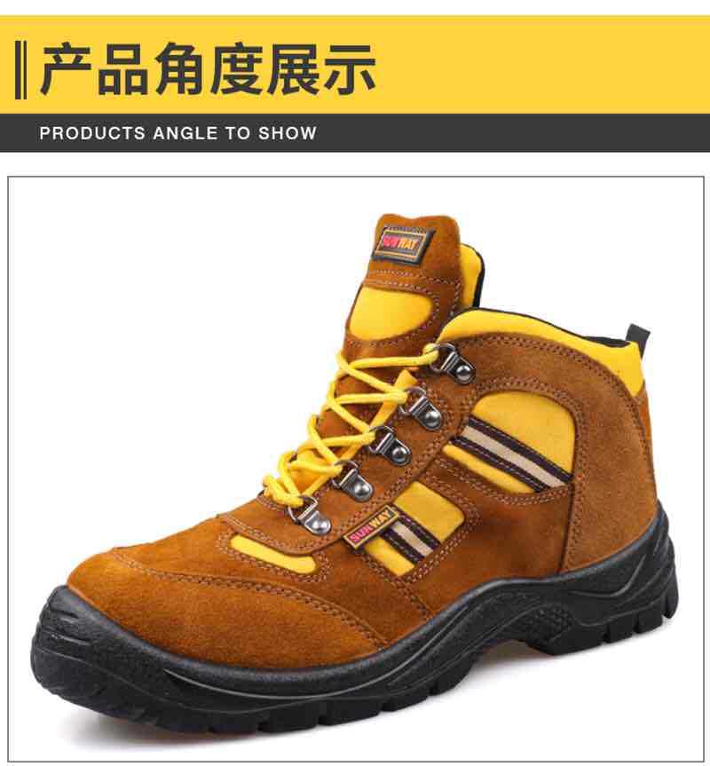Foreign Trade Work Shoes Work Shoes Anti-Smashing and Anti-Penetration High-Top Breathable Men's Safety Shoes Cowhide Protective Footwear Foreign Trade Work Shoes Work Shoes Anti-Smashing and Anti-Penetration High-Top Breathable Men's Safety Shoes Cowhide Protective Footwear