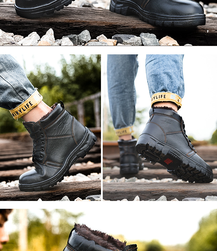 High-Top Winter Woolen Cotton Cotton Safety Shoes Anti-Smashing and Anti-Penetration Steel Toe Non-Slip Cotton-Padded Boots Safety Protective Footwear Work Shoes High-Top Winter Woolen Cotton Cotton Safety Shoes Anti-Smashing and Anti-Penetration Steel Toe Non-Slip Cotton-Padded Boots Safety Protective Footwear Work Shoes