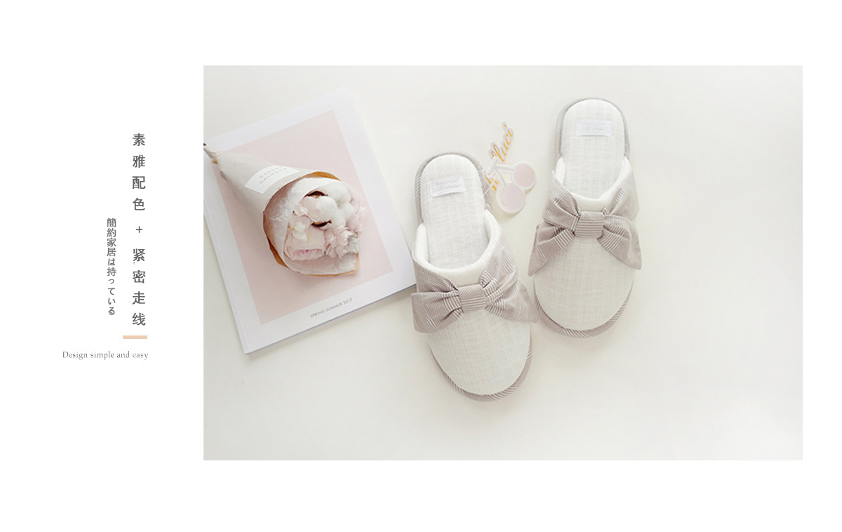 Winter new indoor home soft bottom warm cute bow ladies cotton slippers Winter new indoor home soft bottom warm cute bow ladies cotton slippers