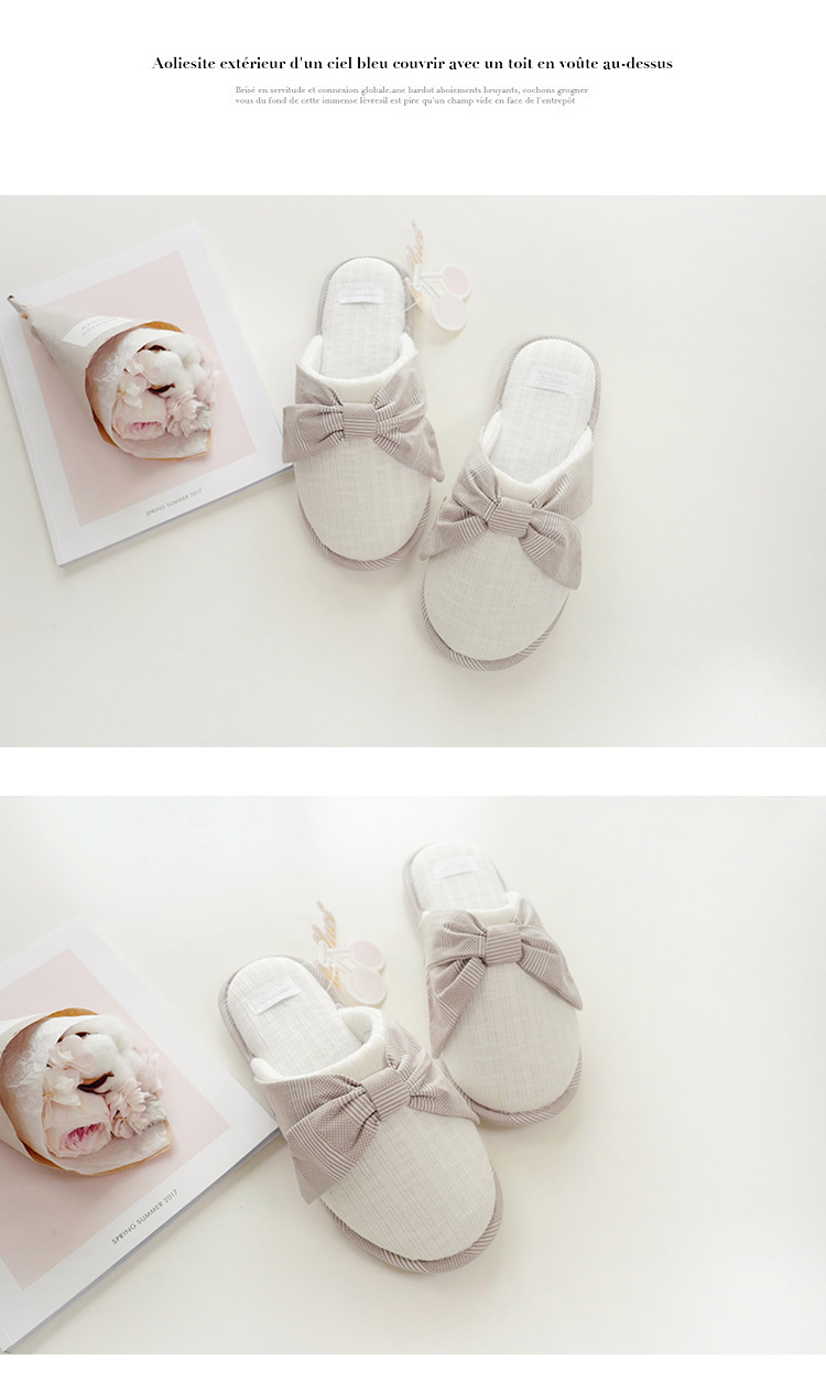 Winter new indoor home soft bottom warm cute bow ladies cotton slippers Winter new indoor home soft bottom warm cute bow ladies cotton slippers