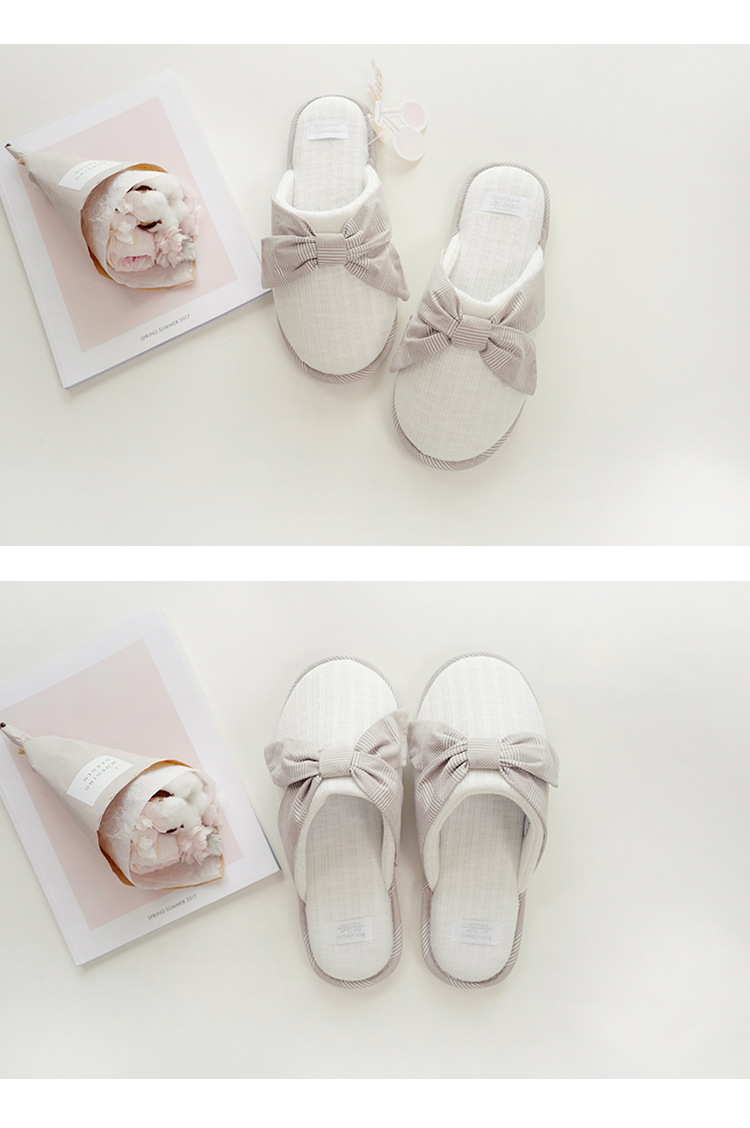 Winter new indoor home soft bottom warm cute bow ladies cotton slippers Winter new indoor home soft bottom warm cute bow ladies cotton slippers