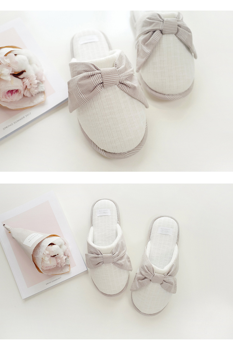 Winter new indoor home soft bottom warm cute bow ladies cotton slippers Winter new indoor home soft bottom warm cute bow ladies cotton slippers
