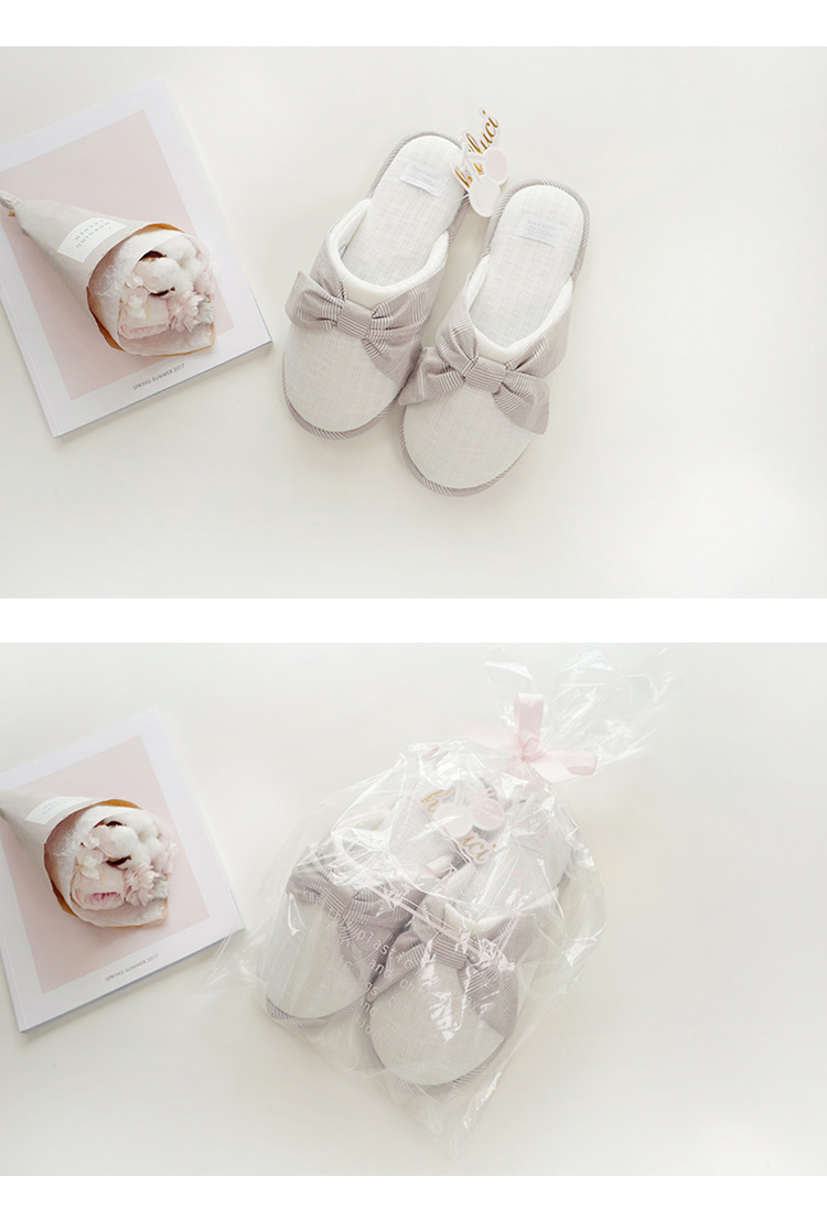Winter new indoor home soft bottom warm cute bow ladies cotton slippers Winter new indoor home soft bottom warm cute bow ladies cotton slippers