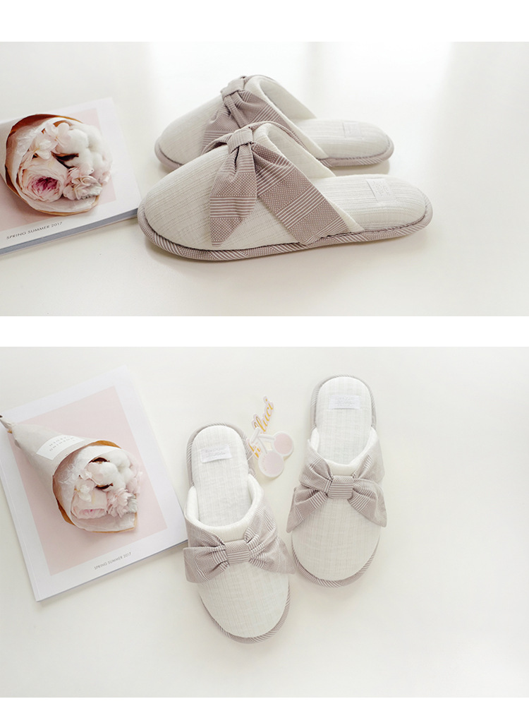 Winter new indoor home soft bottom warm cute bow ladies cotton slippers Winter new indoor home soft bottom warm cute bow ladies cotton slippers