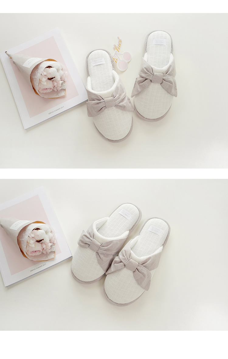 Winter new indoor home soft bottom warm cute bow ladies cotton slippers Winter new indoor home soft bottom warm cute bow ladies cotton slippers