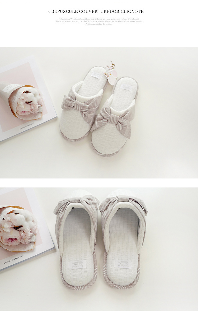 Winter new indoor home soft bottom warm cute bow ladies cotton slippers Winter new indoor home soft bottom warm cute bow ladies cotton slippers